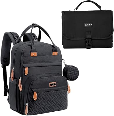 BabbleRoo Portable Changing Pad Black & Basic Diaper Bag Black
