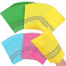 50 Pcs Korean Exfoliating Washcloth Large Size Mitt Scrub Exfoliating Body Scrubber Back and Body Bath Washcloth Reusable for Removing Dry, Green, Blue, Pink, Yellow
