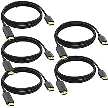 4K DisplayPort to HDMI Cable 10FT 5-Pack, DP to HDMI Display HDTV Cord Adapter Male to Male(3840 * 2160,1920 * 1080) Durable & Flexible for TV, Computer, Monitor, Projector and More-Cotton Braided