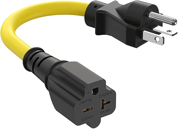 1Ft Nema 6-20P Extension Cord 12AWG Nema 6-20 to 6-15R/20R T-Blade Adapter Cord 20 Amp Heavy Duty Extension Power Cable,250 Volt 20Amp Plug Adapter [UL Listed]