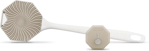 Sud Scrub Body Scrubber + Extender Handle + Shower Hook Set (Clay)