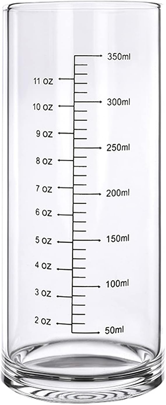 350ML Glass Measuring Cup with Double Scale Cold & Heat Resistant Borosilicate Graduated Glass Clear Drinking Cup Thick Bottom Teacup Water Milk Juice Coffee Mug, Microwave Oven Safety