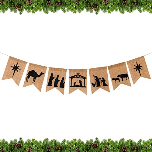Nativity Scenes Banner Christmas Banner Holy Family Religious Nativity Scene for Christmas Indoor Outdoor Decorations