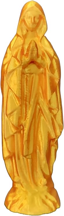 Znet3D Our Lady of Lourdes Blessed Virgin Mary Statue Sculpture Figure - Made in USA - Blessed Virgin Mother Mary Decor Figurine - 5 1/2 inch Tall (Silk Gold)