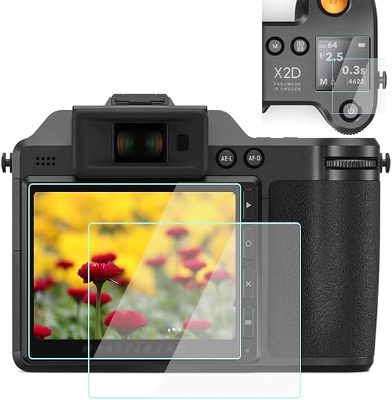Screen Protector Compatible for Hasselblad X2D 100C Camera (2 TOP & 2 LCD Screen), 9H Tempered Glass Anti-Scrach Anti-Bubble Anti-Dust 4-Pack