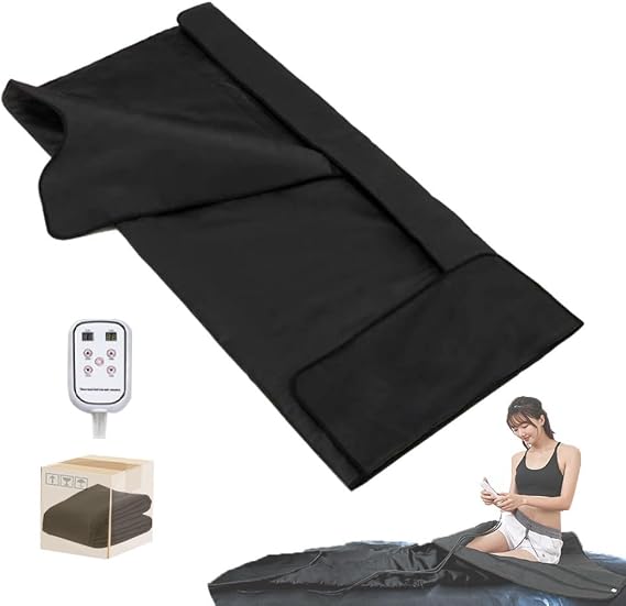 Portable Sauna Blanket, Sauna Blanket with Remote Control Temp Control Adjustable Timer Single Zone Heating Carbon Fibre Heating Water Resistant Cover