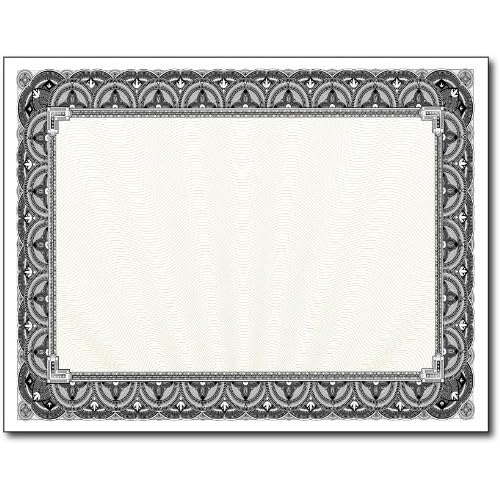 Black Border Blank Certificate Paper - 100 Pack - 8.5 x 11 Certificates for Printer Awards