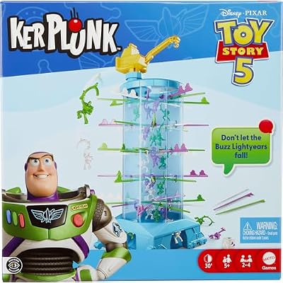 Mattel Games Kerplunk Disney and Pixars Toy Story 5 Kids & Family Game with Buzz Lightyears and Inspired by the Movie for 2 to 4 Players Ages 5