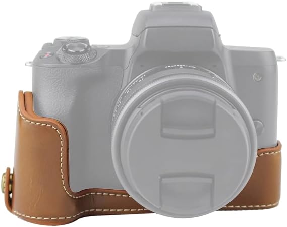 YUNCHAO Camera Accessories 1/4 inch Thread PU Leather Camera Half Case Base for Canon EOS M50 / M50 Mark II Camera Bags