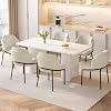 63" Rectangular Dining Table with 6 Chairs, Modern White Kitchen Dinner Table with Chairs Set for Living Room, Dining Room & Kitchen