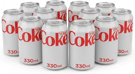 Diet Coke Cola Soft Drink, 330 ml Cans, Pack of 12, No Calories, No Sugar