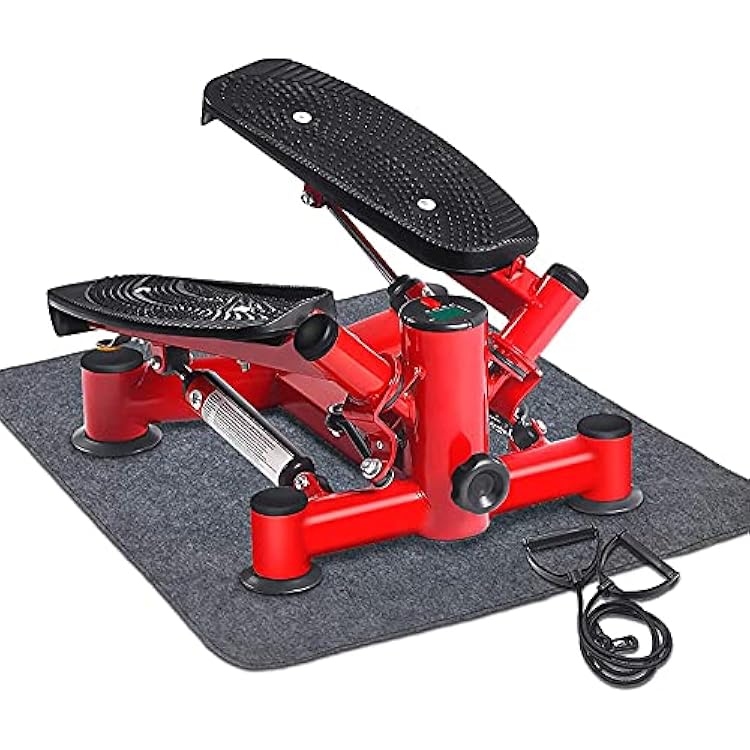 Mini Stepper Fitness Cardio Exercise Trainer,Height Adjustable StepperTwisting Machine,Stepper Exercises Equipment with Monitor and Resistance Bands