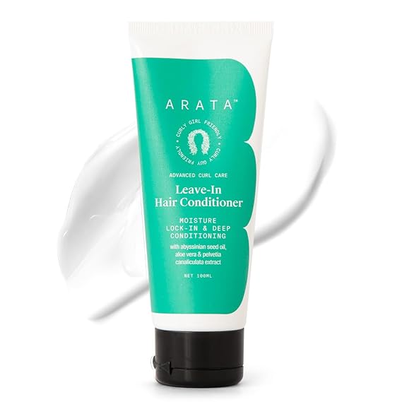 Arata Advanced Curl Care Leave-In Conditioner (100 ML) | Moisturizes & Deep Conditions For Soft Curls | Abyssinian Seed Oil, Aloe Vera & Pelvetia Canaliculata | Repairs & Conditions | CG Approved