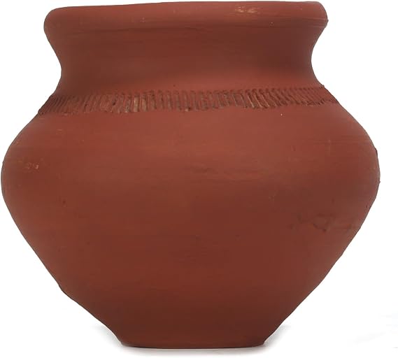 ASHIRWAD Mitti Kalash Soil Earthen Clay Terracotta Mud Mati for Puja Marriages Karvachoth Pot Grahpravesh Earthenware (4.5 inches)