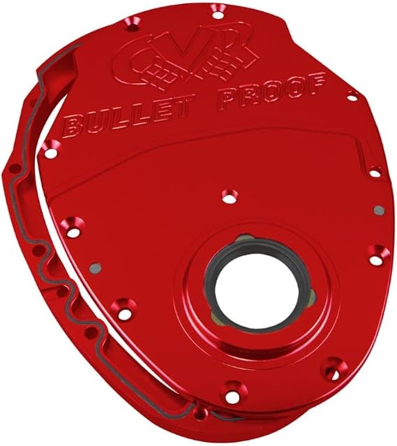 CVR Performance TC2350R Red Billet Timing Cover for Small Block Chevy - 2 Piece