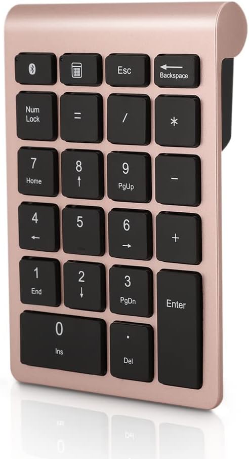Bluetooth Number Pad, 22 Keys Numeric Keypad with Shortcut Keys, Portable 10-Key Financial Accounting Keyboard for Laptop PC Desktop - Rose