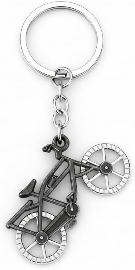 Vintage Bicycle Keychain - Cycling Travel Keychains Bag Charms for Woman Bicycles Accessory with Antique Silver Finish and Industrial Style ,Cool Key Chains Gifts for Cycling Enthusiasts and Men