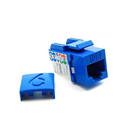 InstallerParts Cat.6A RJ45 110 Type Keystone Jack,90-Degree, 50-Pack,Blue