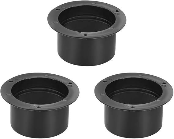 uxcell Black Straight Duct Connector Flange ABS Plastic Air Outlet Inlet Adaptor for 2.95Inch Dia Hose 3Pcs