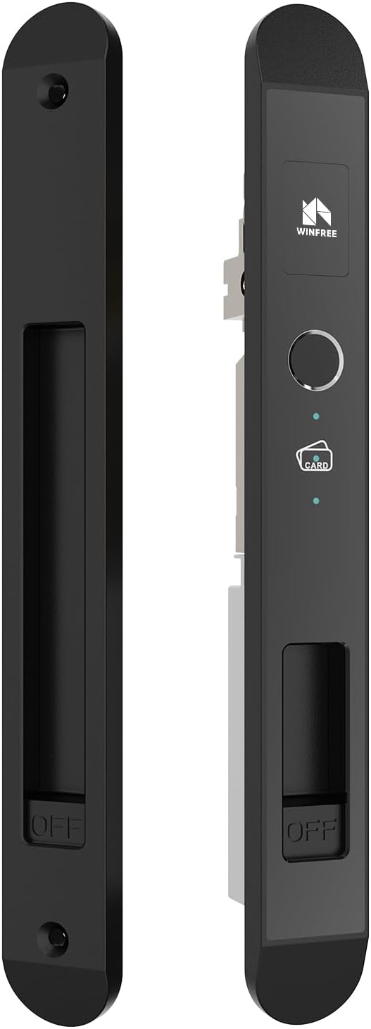 WINFREE Smart Lock for Sliding Doors & Windows | 4-in-1 Entry: Fingerprint, App, Card, Key | Rechargeable Battery | Extreme Temp Resistant (-20C~60C) | Works with Tuya/Smart Life