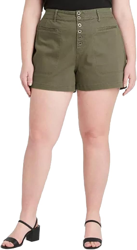 Ava & Viv Women's Plus Size Shorts - (30W, Olive Green)