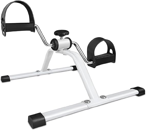 Dhouse Mini Pedal Exerciser Adjustable Resistance Bike Pedal Exerciser Silent for Home Fitness Gym Work Out Legs Arms