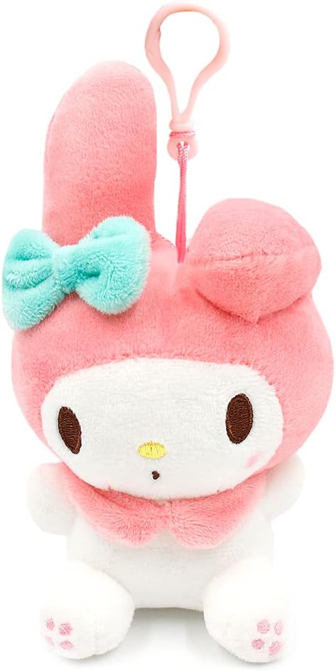 HelloKittyFriends Hello Kitty Friends Character Plush Bag Clip Keychain Backpack Hanger 1PC (My Melody / Kuromi / Cinnamoroll / Pompompurin) (My Melody), One Size