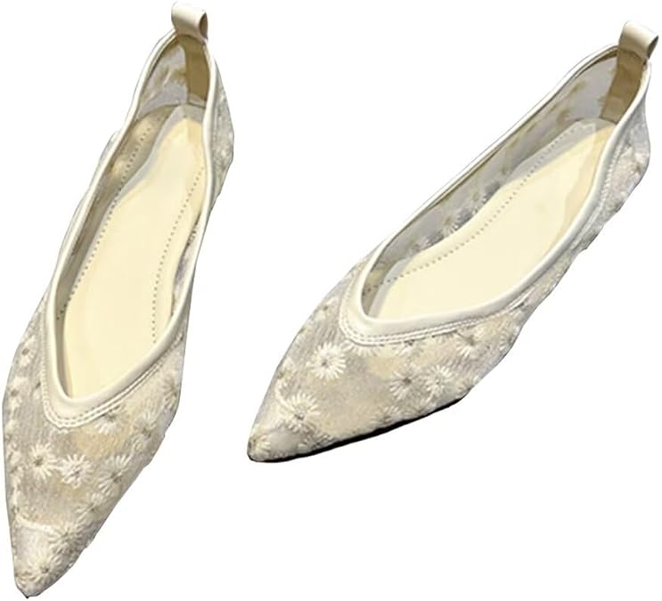 TN TANGNEST Women's Mesh Flats Fishnet Ballerina Flat Shoes
