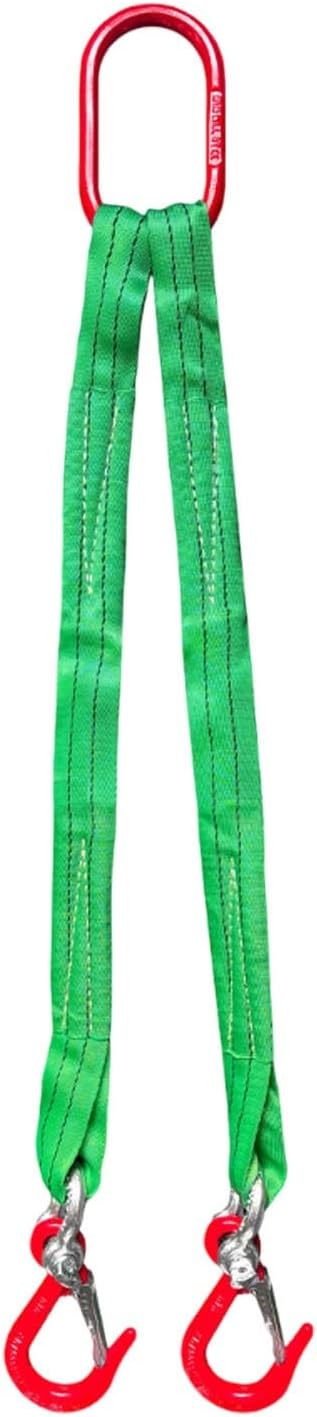 Heavy Duty Two Leg Bridle Web Sling, Lifting Slings Straps with Alloy Steel Grab Hooks for Engines, Cranes, Hoists, Truck 4409lbs Capacity(3 tons,2.5m)