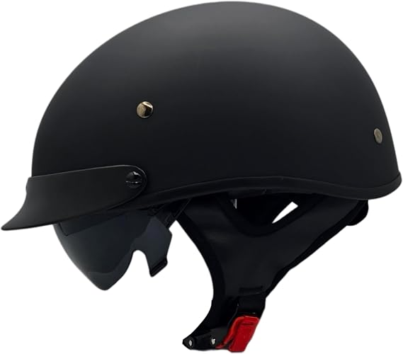 Vega Warrior Motorcycle Half Helmet with Sunshield/Adjustable Size Dial DOT Half Face Skull Cap for Bike Cruiser Chopper Moped Scooter ATV