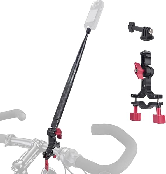 Third-Person Bike Motorcycle Handlebar Mount Kit with Selfie Stick for GoPro/Insta360 X4/X3/DJI Osmo Action - Stable Motorcycle & Bicycle Filming