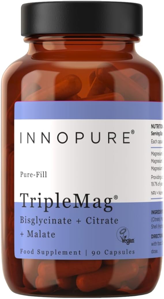 INNOPURE Magnesium 3-in-1 Bisglycinate, Citrate & Malate, Pure-Fill (Clean Label) No Fillers or Binders, TripleMag® Complex, 90 Vegan Capsules, UK Made