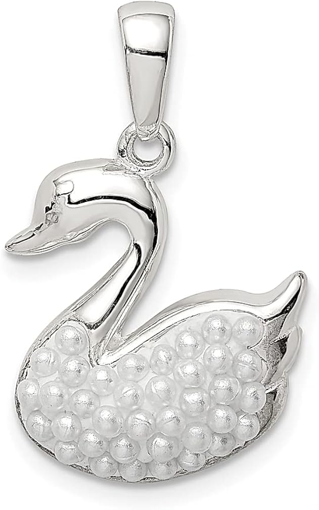 925 Sterling Silver Simulated Pearl Swan Pendant Charm Necklace Bird Fine Jewelry For Women Gifts For Her