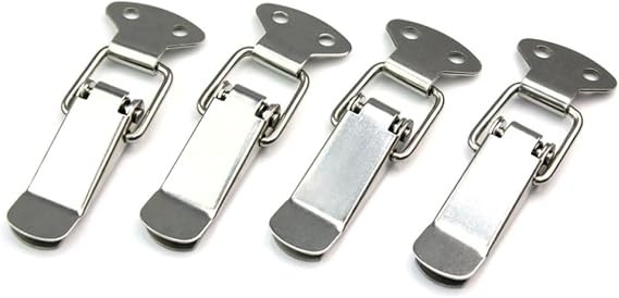 Spring Loaded Toggle Latch Catches with Lever Release Stainless Steel 4pcs Sturdy Metal Case Latches for Boxes and Chests Suitable for Home and Shop Use
