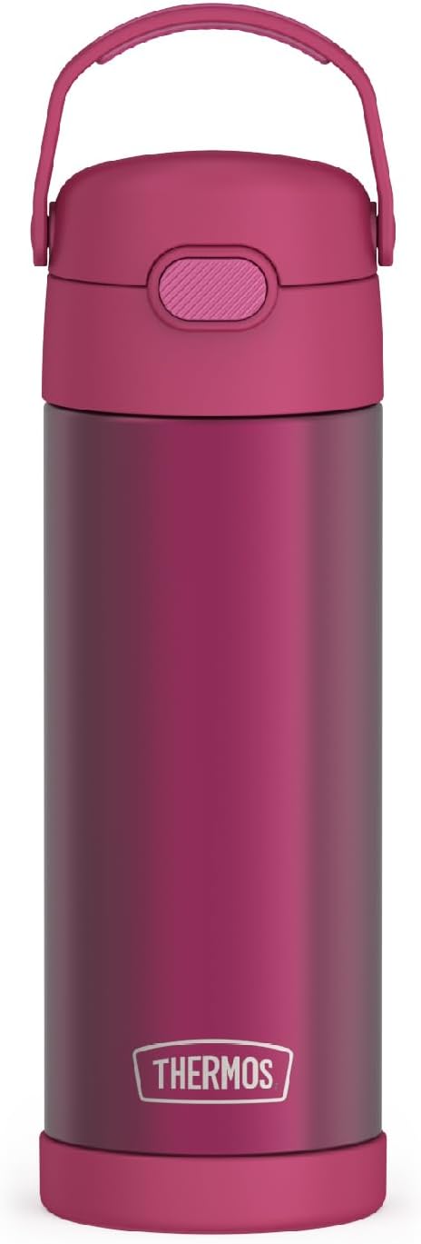 THERMOS FUNTAINER 16 Ounce Stainless Steel Vacuum Insulated Bottle with Wide Spout Lid, Rosewoood