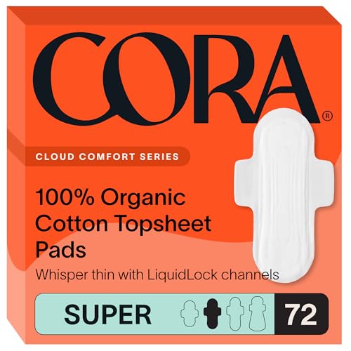 Cora 100% Organic Cotton Topsheet Pads 72 Super Pads