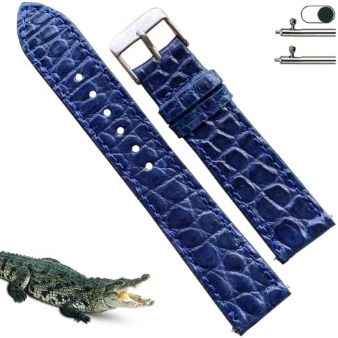 vinacreations Handmade Slim AIIi-gator Watch Band Men Quick Release Thin Croc Premium Flat Leather Watch Strap Replacement Bespoke 18mm 19mm 20mm 21mm 22mm 24mm