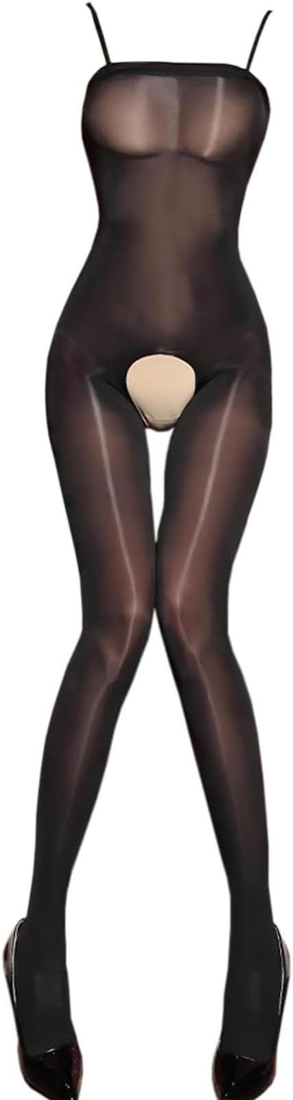 Body Stockings For Women Sexy Adjustable Halter Full Body Stocking Shiny Tights Lingerie Bodysuit