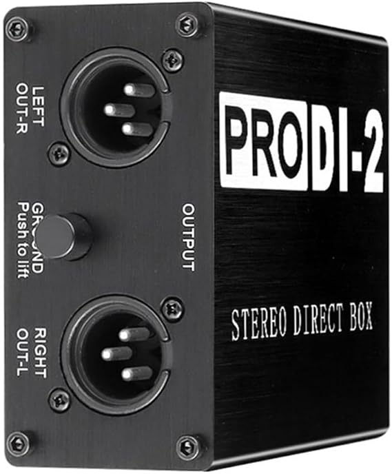 Prodi-2 Passive Stereo Direct Box Audio DI Box Direct Injection Box Low Noise Guitar DI 2 Channel Audio Converter