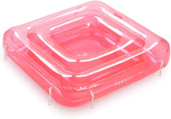 FUNBOY Clear Pink Chaise Connection Inflatable Drink Cooler, Connects Four Chaise Lounger Pool Floats, Luxury Bar Accessory Float, Perfect for a Summer Pool Party