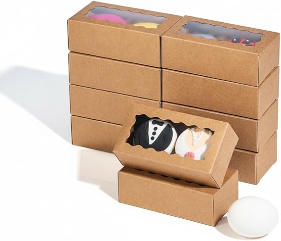 JCXGRVC small treat boxes with window - 100pcs candy box for chocolate & bakery treats Macaron Packaging for Wedding 4.17 x 2.16 x 1.37 inches macaron boxes for 2