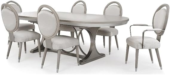 Michael Amini Eclipse 7-Piece Engineered Wood Dining Set in Moonlight Gray