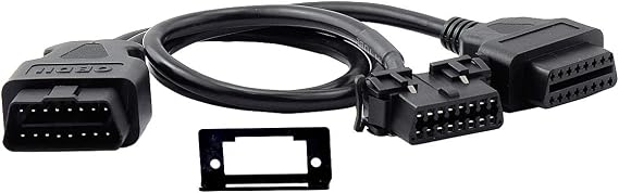 iKKEGOL OBD2 OBD II Full 16 Pin Splitter Y Open Cable J1962 1 Male to 2 Female Connector Underdash Mount Bracket for Diagnostic DIY Extension Adapter 50cm/20 (1 Pcs)