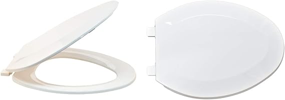 EZ-FLO White Plastic Toilet Seat with Lid, Elongated, 65903