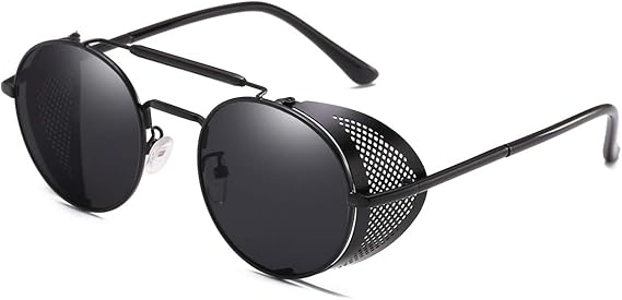 Dollger Steampunk Style Round Vintage Sunglasses Retro Eyewear UV400 Protection for Men Women