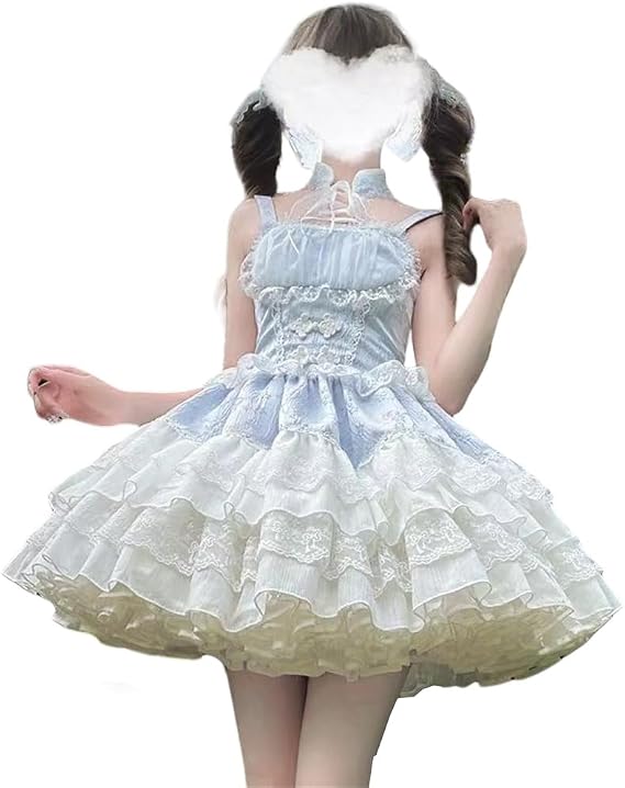 Gothic Lolita Dress, Long, Women's Camisole Dress, Suspender Skirt, Idol Costume, Cosplay, Cute, Lolita, Costume, Ruffle, Lace, Above Knee, JSK School Festival, Cultural Festival, Event