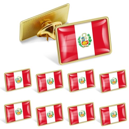 122550100Pack Official Peru Flag pin Peruvian Lapel Pins Bulk - Metal Men Women Patriotic Souvenir Badge Travel Hat Brooch pin
