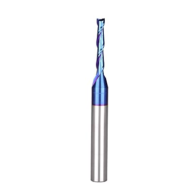 S2112G CNC Router Bits 14 Inch Shank 18 inch Cutting Diamete Spiral Up Cut End Mill with Nano Blue Coating for Carving Standard milling, Finish and Boring ...