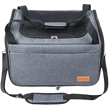 AIWIKIDE Lightweight Waterproof Cat Carrier - Foldable Design w/Full Cover for Security, Includes Collapsible Bowl, Grey