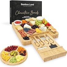 BAMBOO LAND- Bamboo Charcuterie Boards Set, Large Charcuterie Board Set, House Warming Gifts New Home, Birthday Gifts for Women